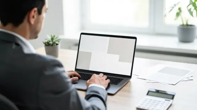 Person nutzt Abfindungsrechner online zur schnellen Berechnung der Abfindung nach Kündigung