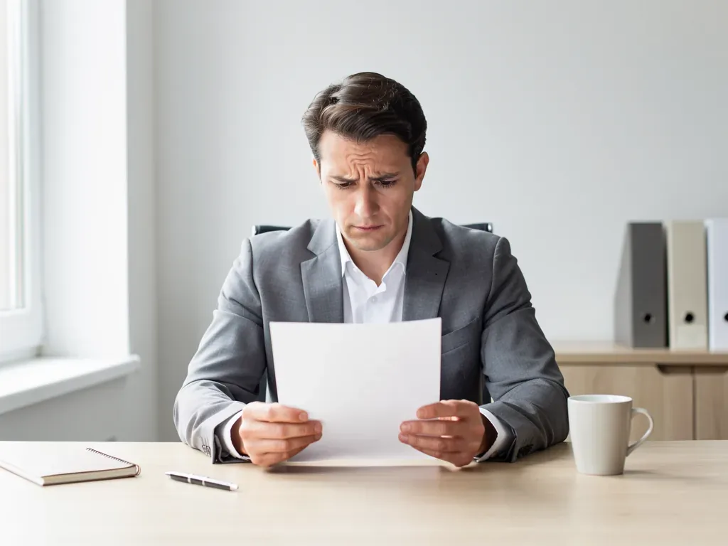 Mitarbeiter liest Arbeitszeugnis zur Bewertung von Abmahnung und Rechtssicherheit