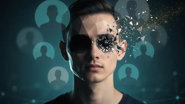 Symbolische Darstellung von Anonymität und Grenzen im Internet mit Netzwerksymbolen
