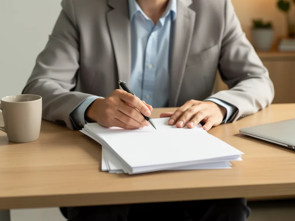 Arbeitsvertrag mit schriftlichen Vereinbarungen zu Arbeitszeit Lohn und Urlaub