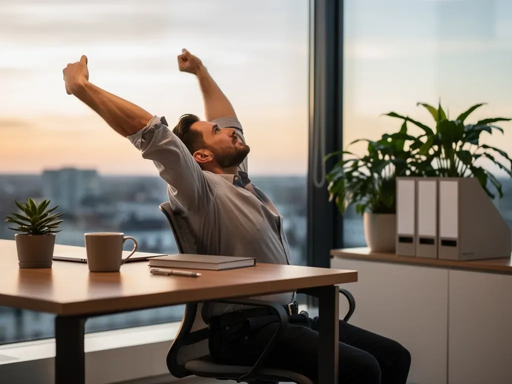 Übersichtliche Darstellung der Arbeitszeitgesetz Regelungen mit Uhr und Kalender im Büro