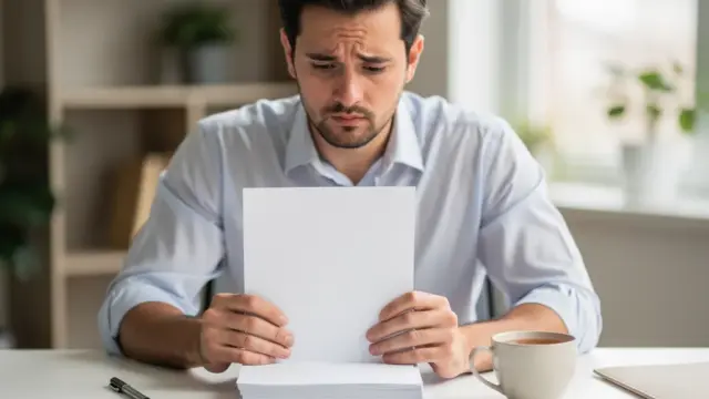 Mann liest Aufhebungsvertrag während Krankheit und prüft seine Rechte im Arbeitsverhältnis