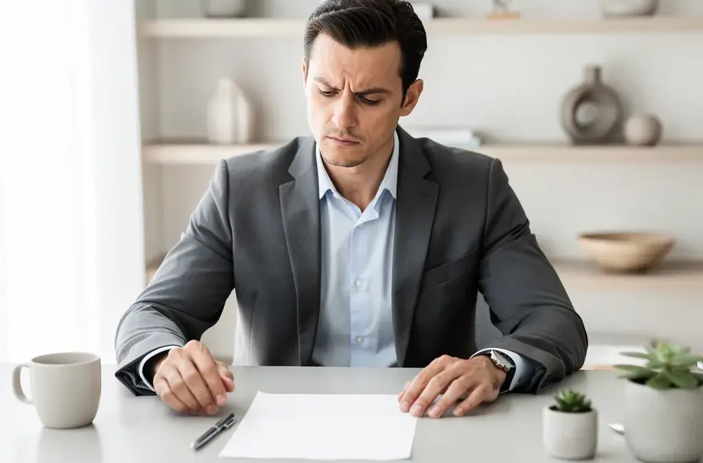 Mann unterschreibt im Büro Aufhebungsvertrag ohne Abfindung vor Vertragsprüfung