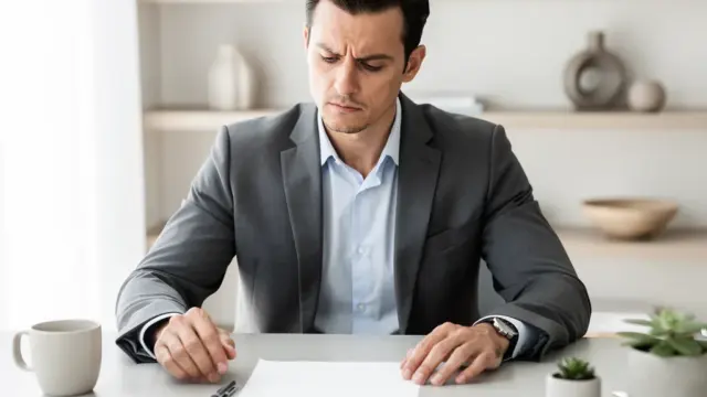 Mann unterschreibt im Büro Aufhebungsvertrag ohne Abfindung vor Vertragsprüfung
