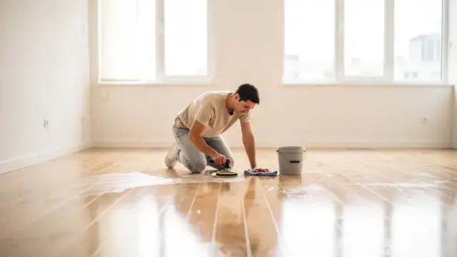 Mieter beim Auszug aus der Wohnung während Wohnungsübergabe mit Übergabeprotokoll