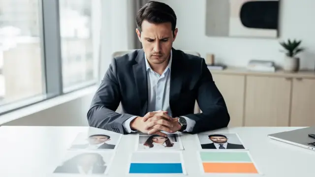 Arbeitnehmerin plant Urlaub während der Elternzeit in einem modernen Büro