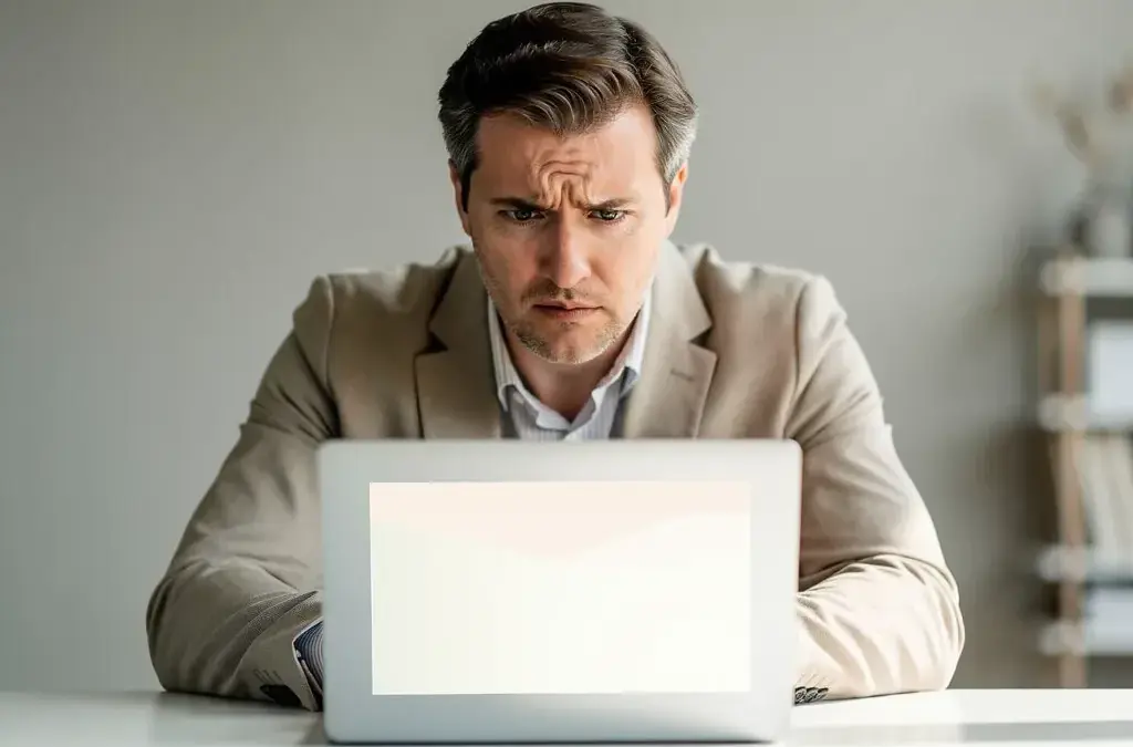 Laptopbildschirm mit Bewertung und Löschen-Button im Internetbrowser sichtbar