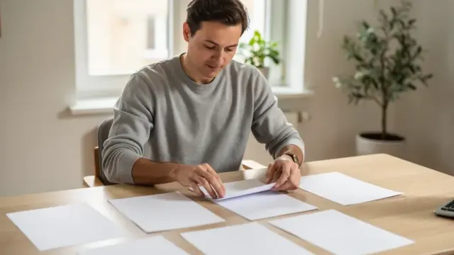 Person beim Ausfüllen von Formularen zum Bürgergeld Einkommen und Grundsicherung