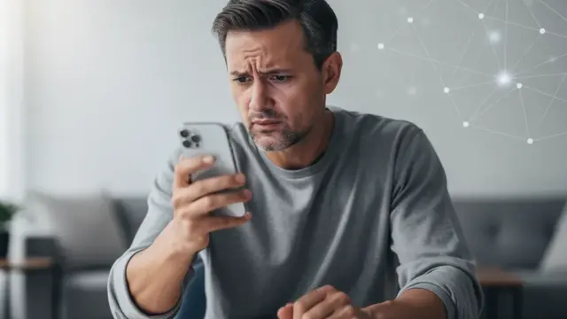 Smartphone mit Warnmeldung vor Datenleck und Handynummernmissbrauch sichtbar