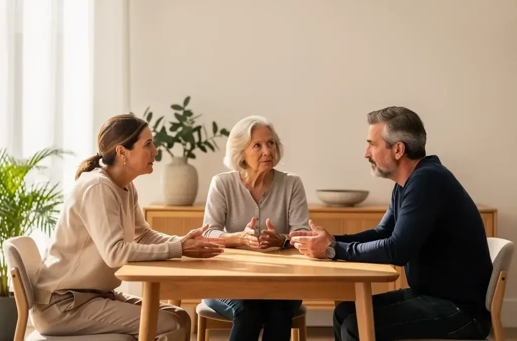 Erbengemeinschaft im Gespräch mit Mediator zur Konfliktlösung beim Erbengemeinschaft Streit