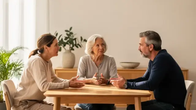 Erbengemeinschaft im Gespräch mit Mediator zur Konfliktlösung beim Erbengemeinschaft Streit