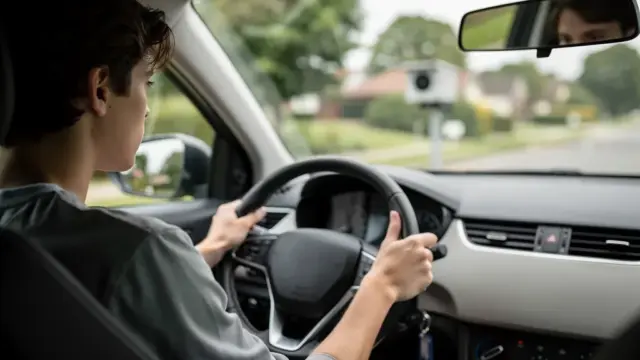 Junger Fahrer kontrolliert Fahrzeug während der Führerschein Probezeit in Deutschland