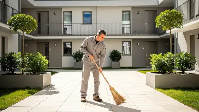 Hausmeister bei der Pflege von Gemeinschaftsflächen zur Nebenkostenabrechnung
