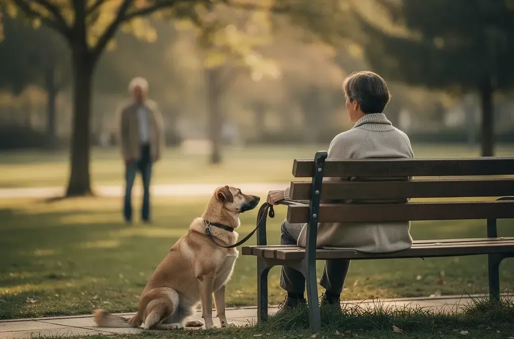 Trennungssituation mit Paar und Hund symbolisiert Streit um Hund nach Trennung