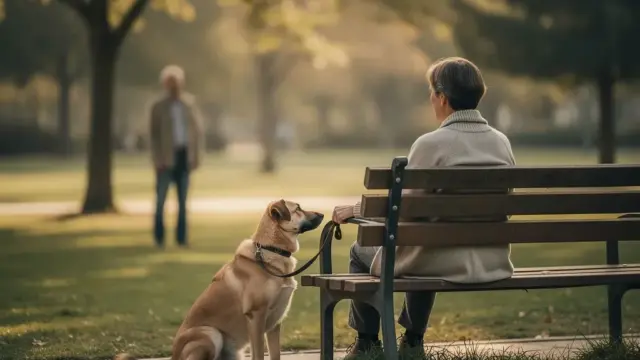 Trennungssituation mit Paar und Hund symbolisiert Streit um Hund nach Trennung