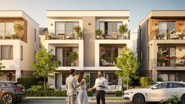 Moderne Stadt mit Wohngebäuden symbolisiert Immobilienpreise 2026 und Kauftrends