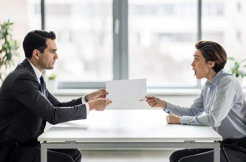 Symbolische Darstellung einer fristlosen Kündigung im Arbeitskontext mit Uhr und Dokument