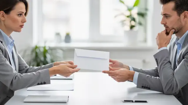Arbeitsrechtliches Kündigungsschreiben mit Unterschrift und Fristenübersicht im Büro