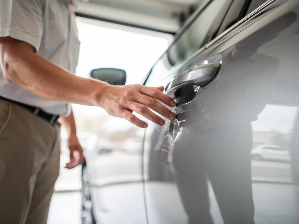 Leasingrückgabe Auto mit leichten Kratzern und Schäden dokumentiert beim Check