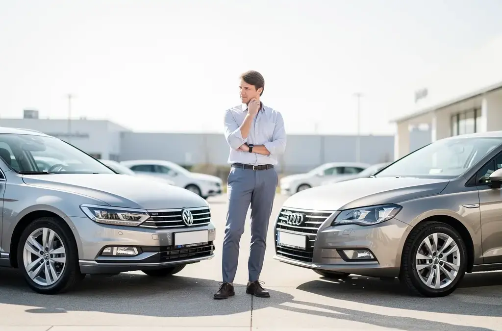 Autoschlüssel und Finanzunterlagen symbolisieren Entscheidung Leasing vs Kauf beim Autokauf