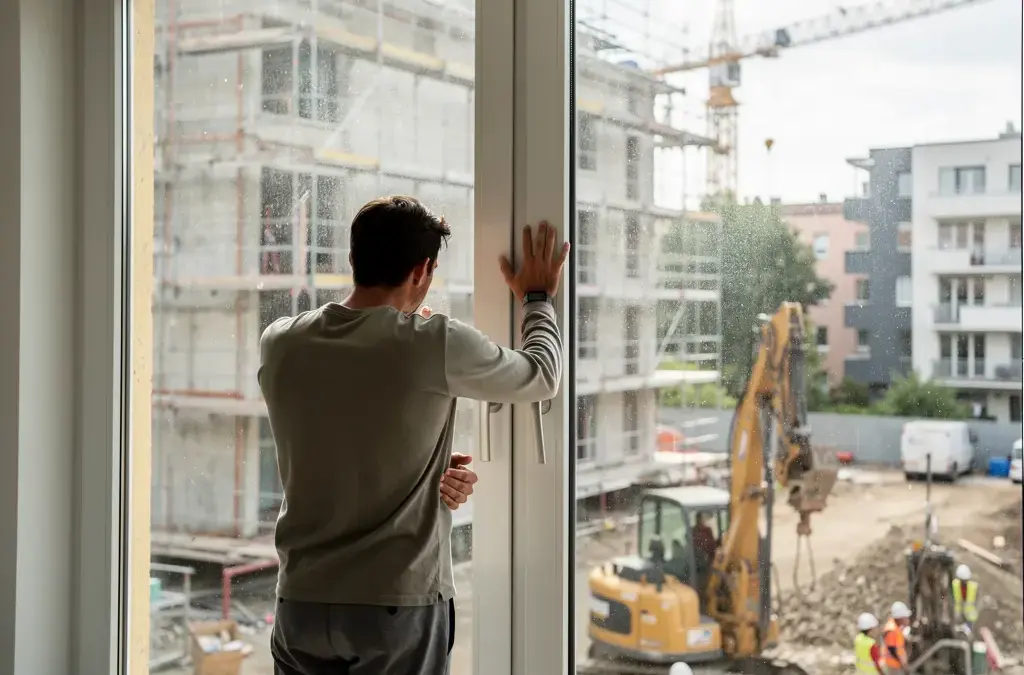 Baulärm und Staub beeinträchtigen Wohnqualität während Baumaßnahmen deutlich