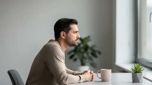 Arbeitnehmer liest rechtliche Hinweise zur personenbedingten Kündigung am Laptop