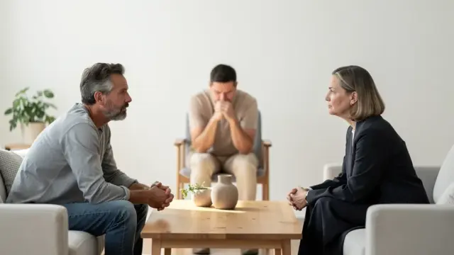 Richter bei Verhandlung über Eigenbedarfskündigung prüft Mieterschutz und Vermieterinteressen