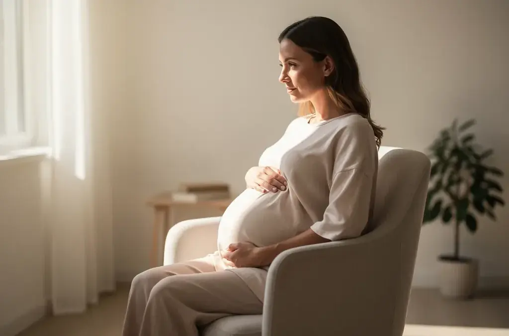 Vater und Mutter besprechen rechtliche Optionen zum Sorgerecht für ihr ungeborenes Kind