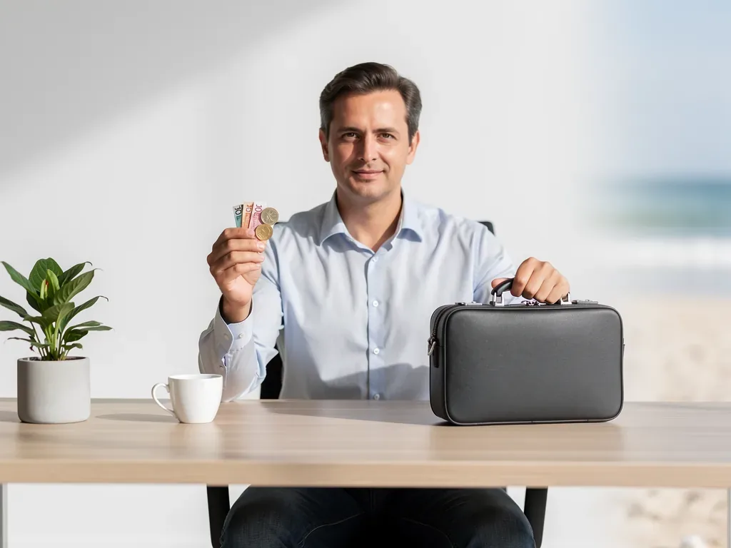 Illustration zur korrekten Urlaubsentgelt Berechnung im Arbeitsrecht mit Formular und Taschenrechner