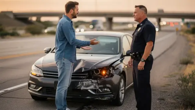 Deutscher Autofahrer sichert Unfallstelle bei Verkehrsunfall in den USA