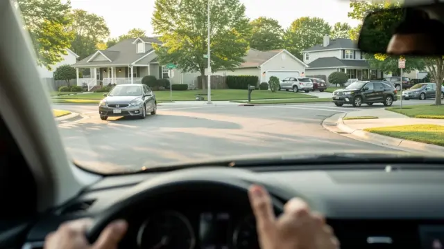 Verkehrsschilder und Fahrzeug im USA-Verkehr für sicheren Fahrüberblick Ausland