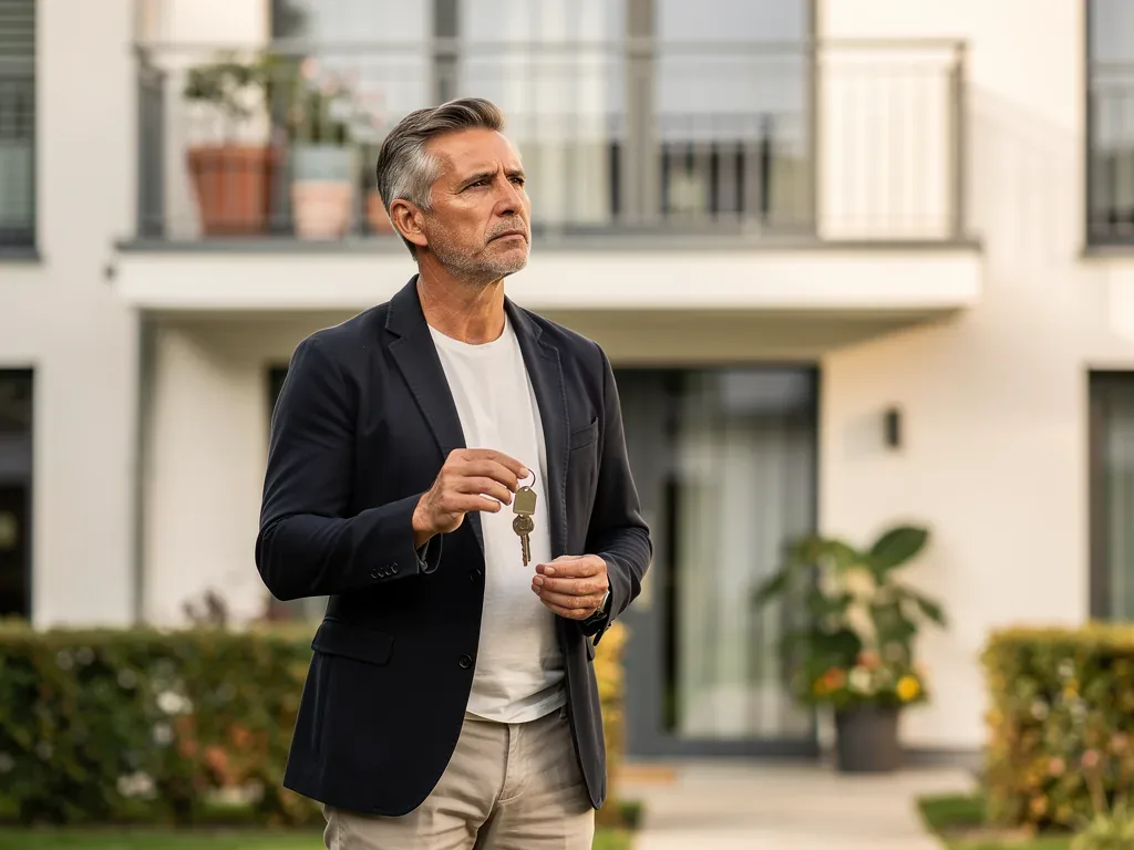 Illustration zeigt Haus mit Schlüssel als Symbol für Vorkaufsrecht bei Immobilien