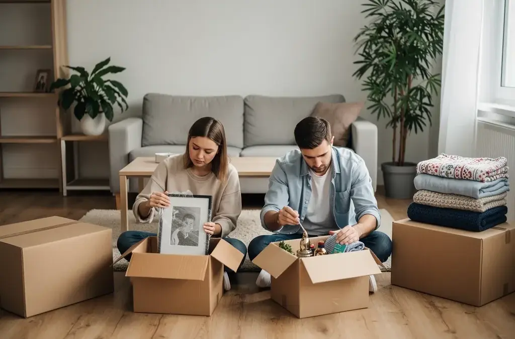 Zwei Personen trennen sich und klären gemeinsam die Mietkaution nach Wohnungsaufgabe