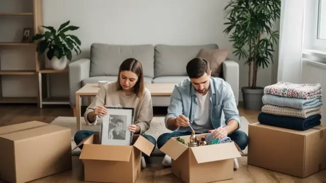 Zwei Personen trennen sich und klären gemeinsam die Mietkaution nach Wohnungsaufgabe